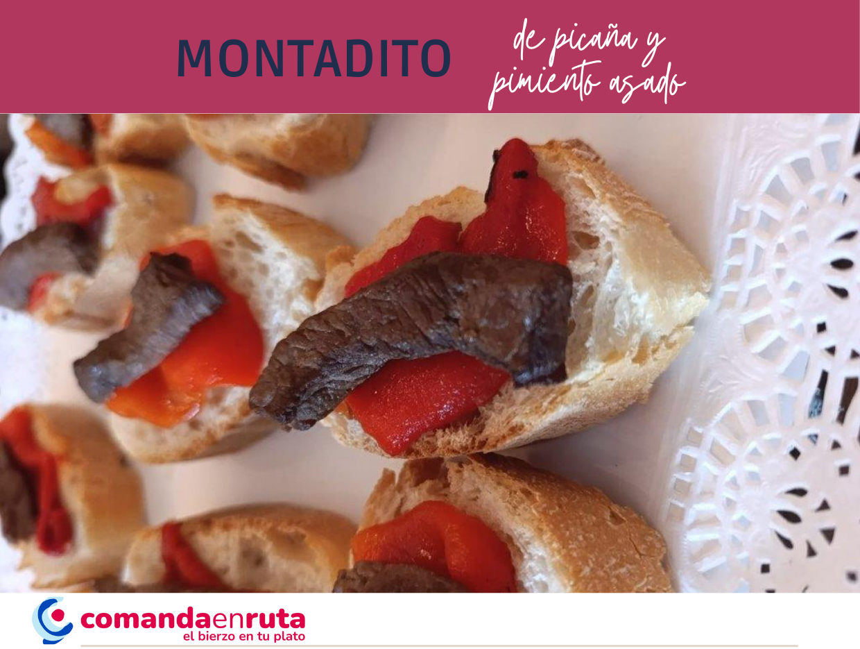 Montadito de pica&ntilde;a y pimiento asado