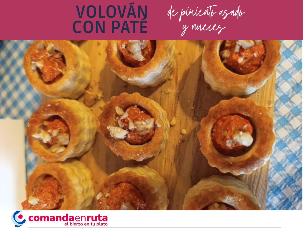 Volov&aacute;n con pat&eacute; de pimiento asado y nueces