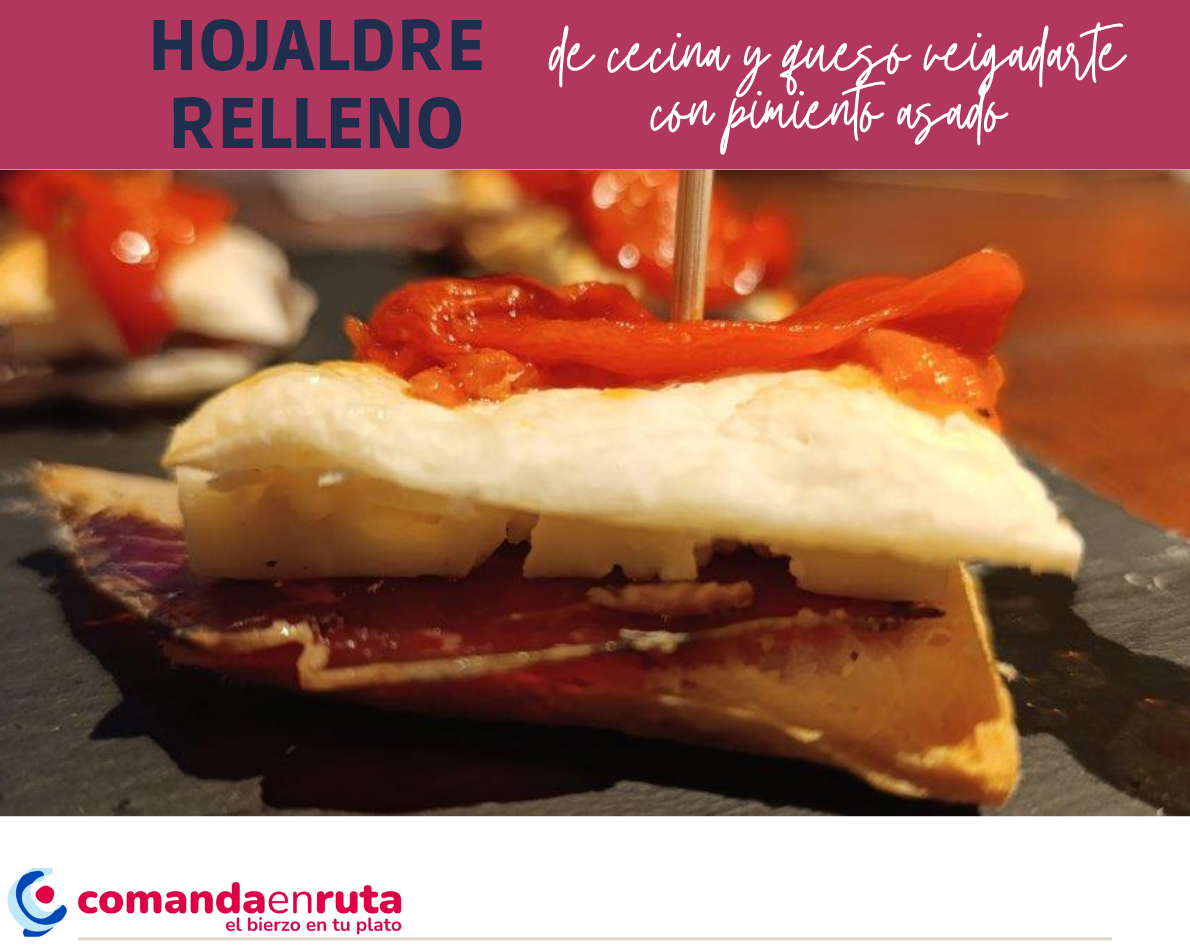 Hojaldre relleno de cecina y queso veigadarte con pimiento asado Portada