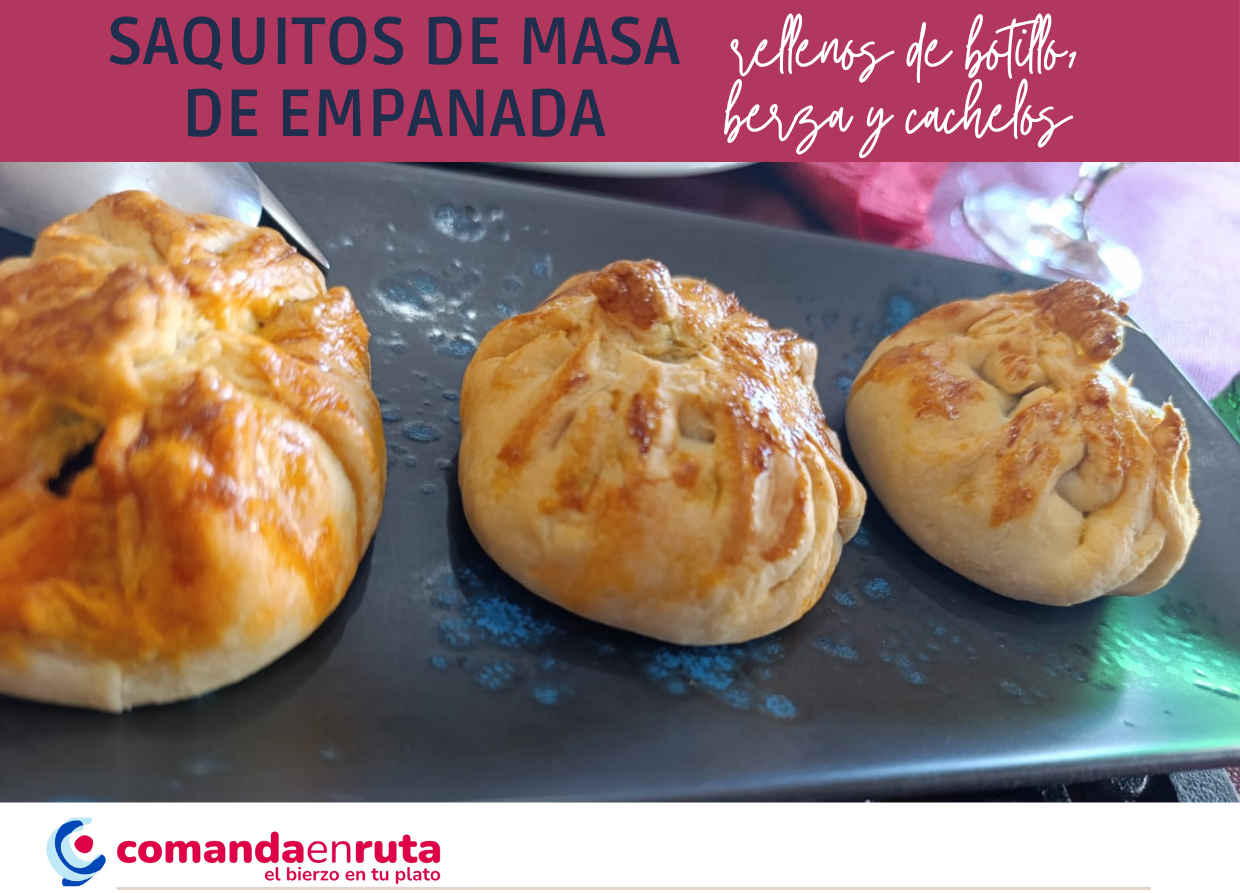 Saquitos de masa de empanada rellenos de botillo, berza y cachelos