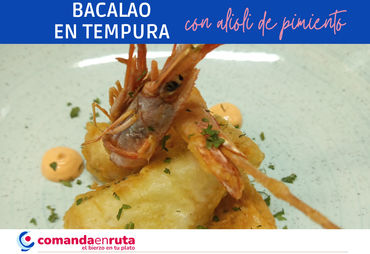 Bacalao en tempua con alioli de pimiento