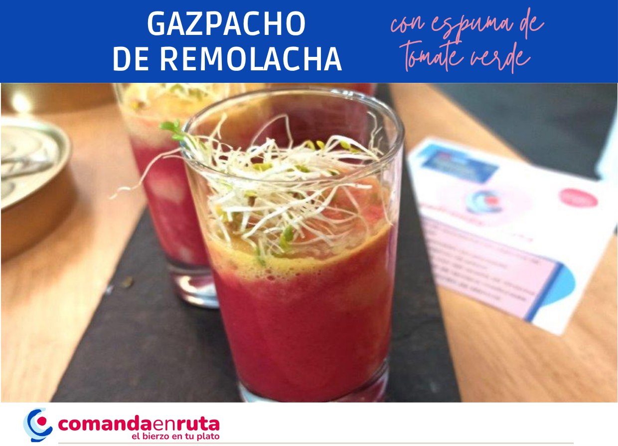 Gazpacho de remolacha con espuma de tomate verde
