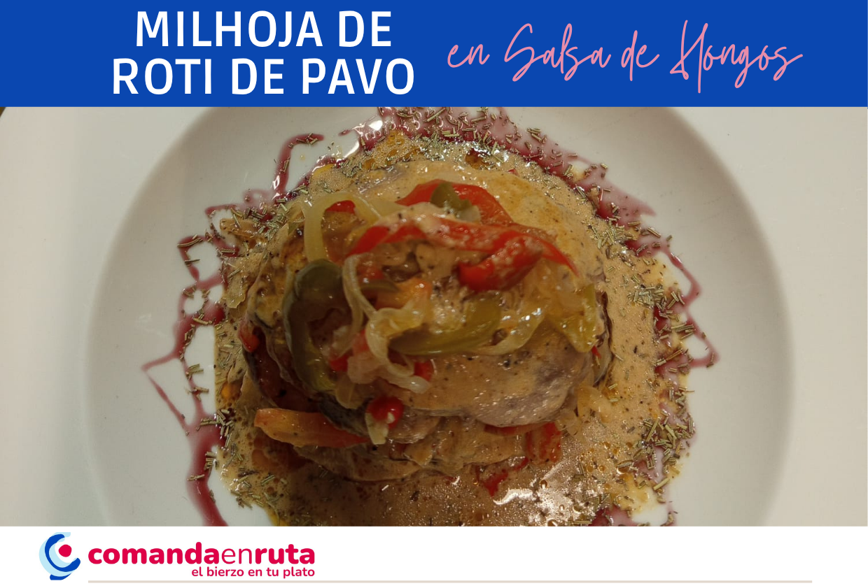 Milhoja de roti de pavo en salsa de hongos