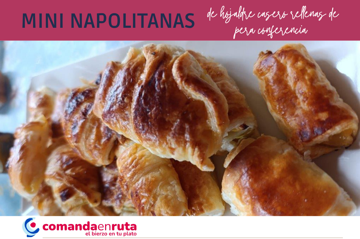 Mini napolitanas de hojaldre casero rellenas de pera conferencia