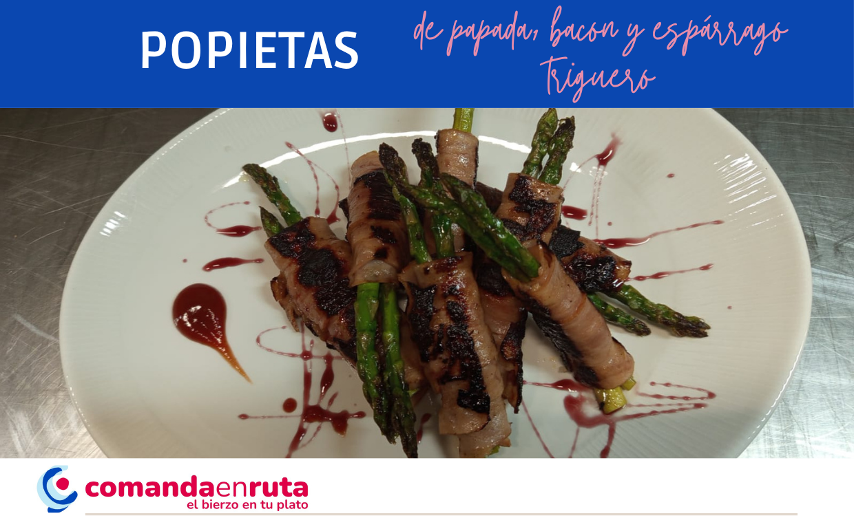 Popietas de papada, bacón y esparrago triguero