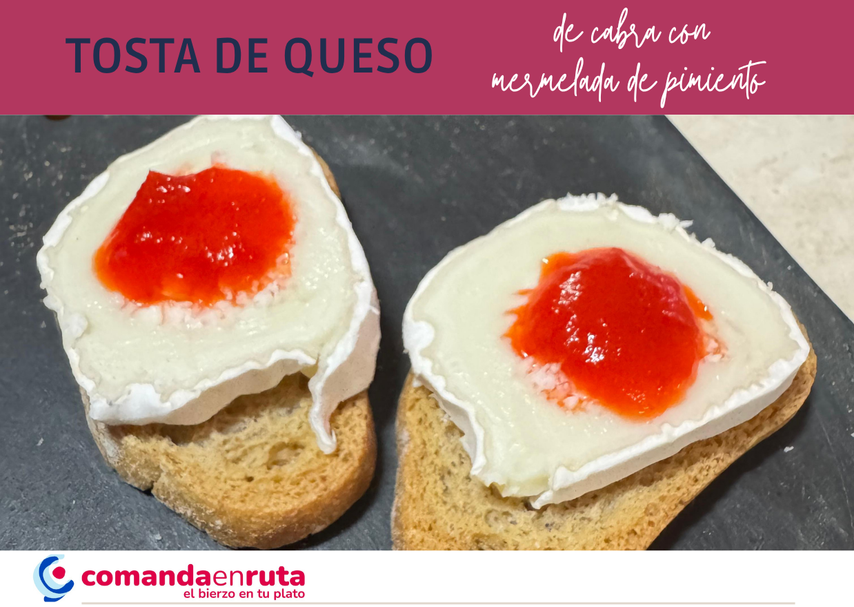 Tosta de queso de cabra con mermelada de pimiento