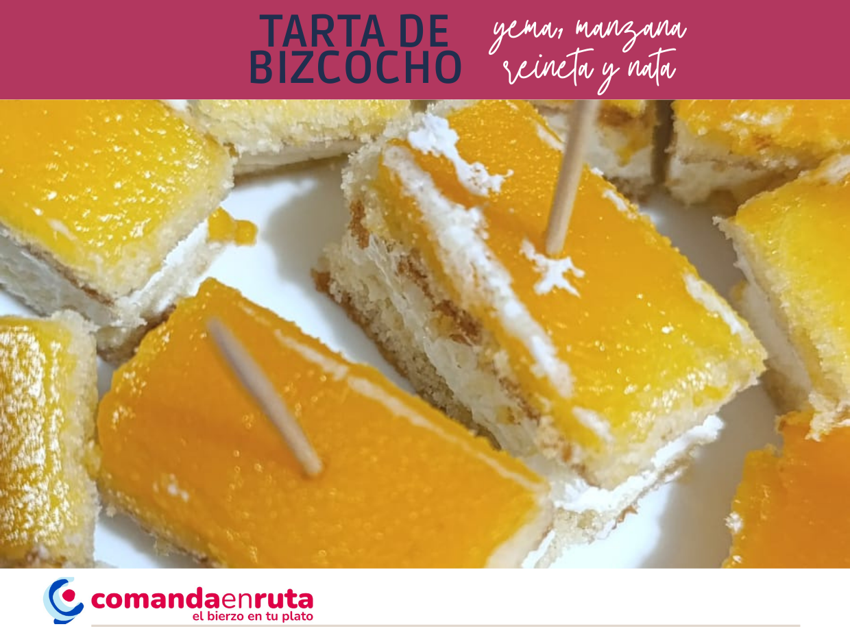 Tarta de Bizcocho, Yema, Manzana Reineta y Nata