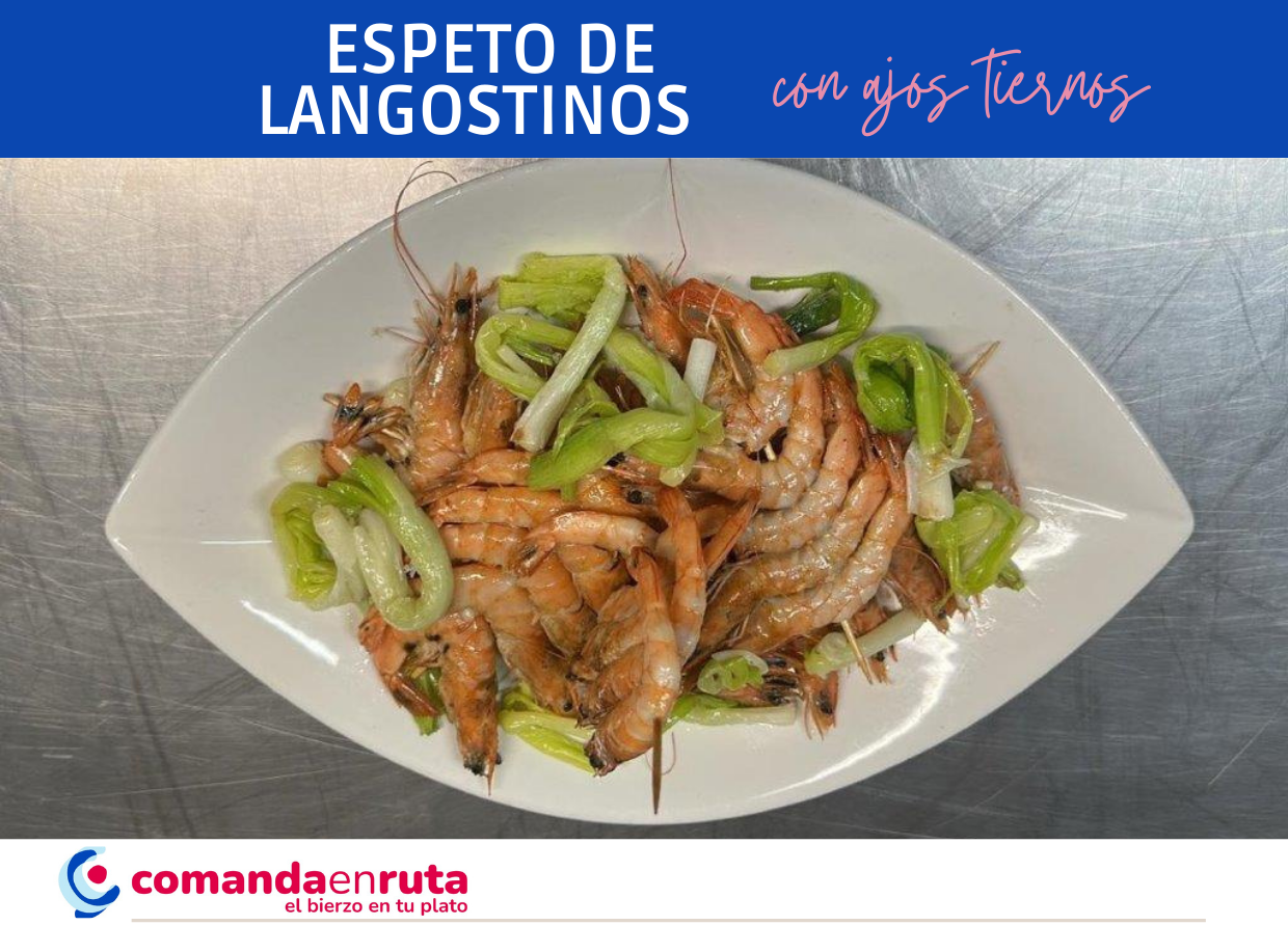 Espeto de Langostinos con Ajos Tiernos