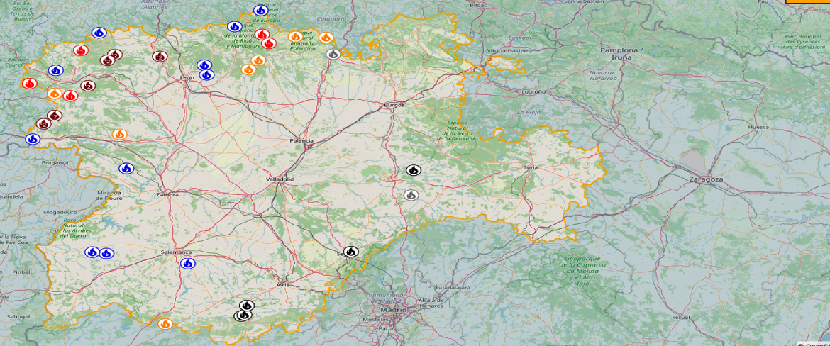 Mapa incendios. CyL